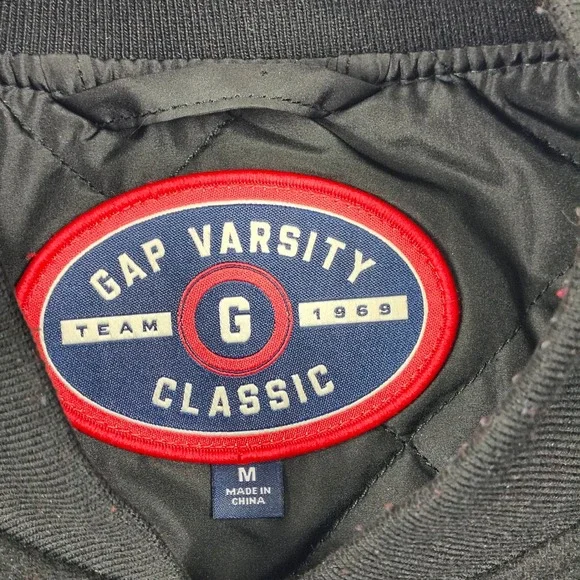 GAP Varsity Classic G 1969 Black Wool Leather Sleeve Letterman Jacket Mens M - Picture 5 of 15